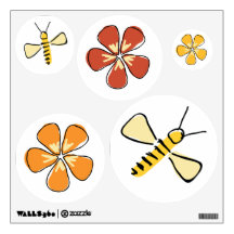 Abejas y flores caprichosas a mano alzada