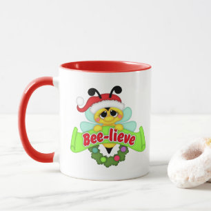 Abelha bonito e caneca de Beelieve do papai noel