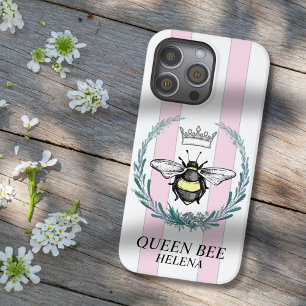 Abelha-Coroa Rosa e Branco, riscados personaliza