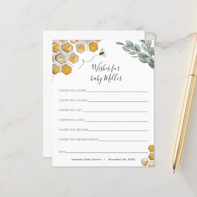 Abelha e Chá de fraldas Eucalyptus desejam o bebê (Frente/Verso In Situ)