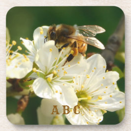Abelha em Flor de Ameixa Porta-copos de Plástico R