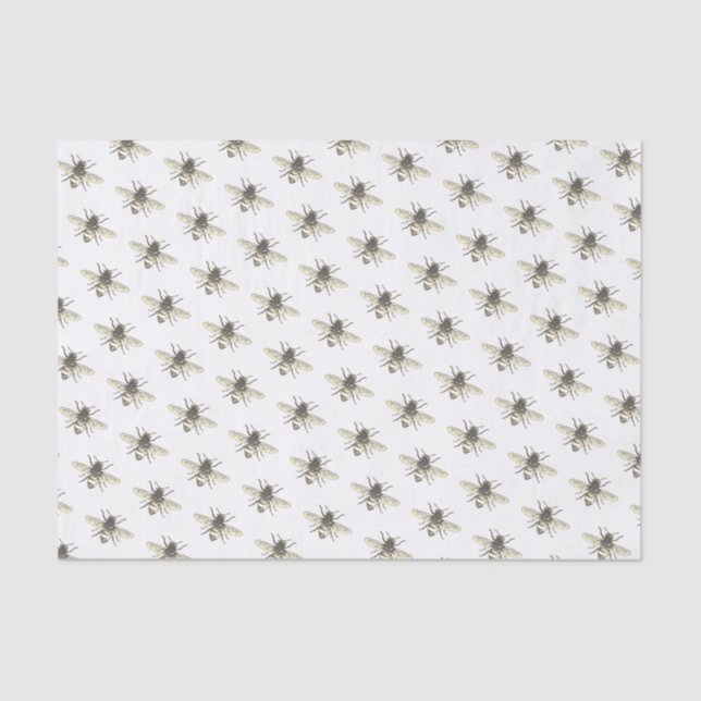 Abelha Estilizada em Papel Tecido Branco (Frente )