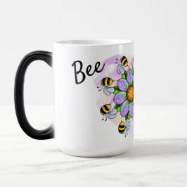 Abelha mágica com caneca de fundo do coração paste