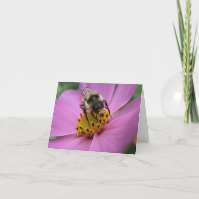 Abelha no cartão de nota da flor (Frente)