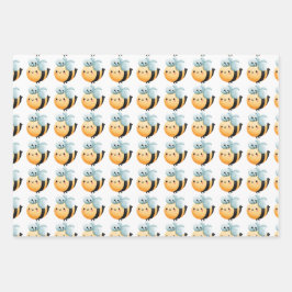 Abelhas bonitas embrulhando papel. Embrulhamento d