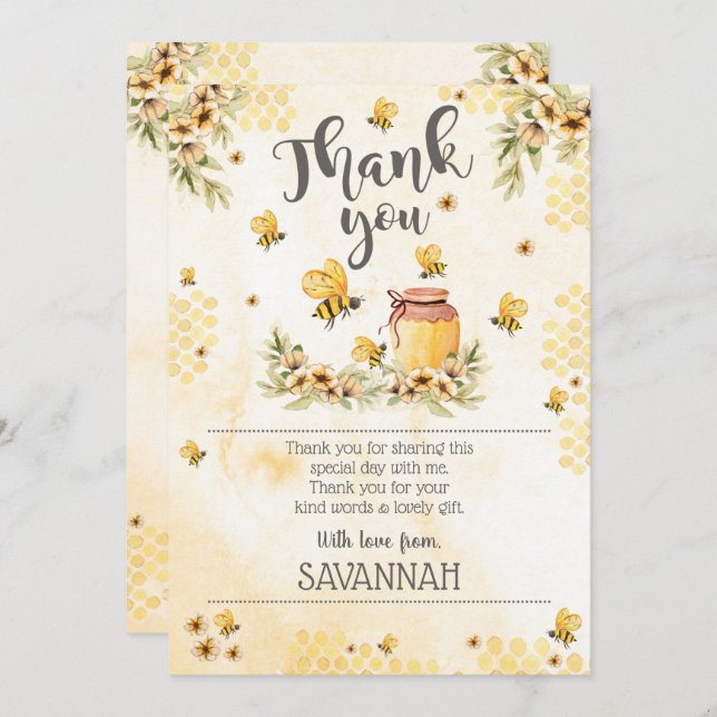 Abelhas de Cartões de agradecimentos de abelhas Ob (Frente/Verso)