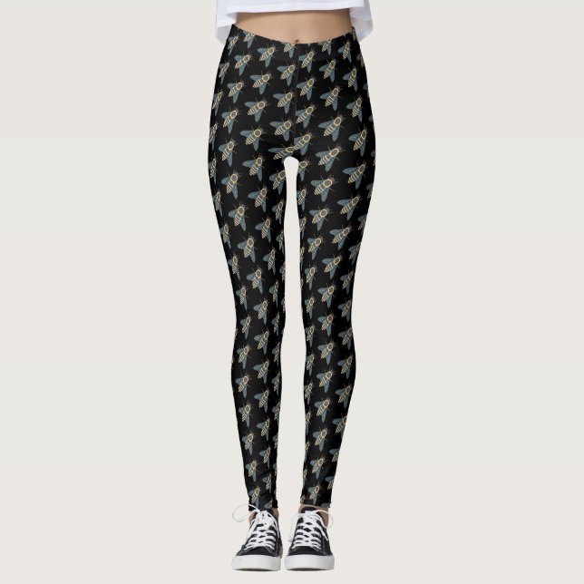 Abelhas de mel (preto) - Leggings All-Over (Frente)