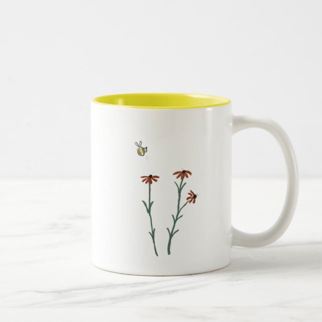 Abelhas e flores laranja - caneca (Direita)