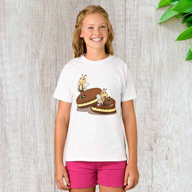 Abelhas Em Dois Biscoitos Meninas T-Shirt (Criador carregado)