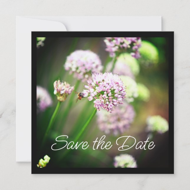 Abelhas felizes com Flores de Alho Diagonal Roxas (Frente)