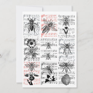 Abelhas Flores Folhas Música Notas Musicais Arte C