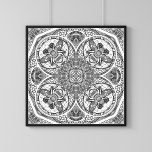 Abelhas Mandala Nature Art Impressão em Cor Person<br><div class="desc">Ilumine qualquer quarto com esta maravilhosa impressão de arte floral mandala apresentando flores, padrões e abelhas desenhadas à mão. Este poster de quadro quadrado impressionante inclui um design de desenhado à mão quadrado original, intricadamente detalhado, design de mandala branca, reproduzido em um fundo de cor personalizável de sua escolha (entre...</div>
