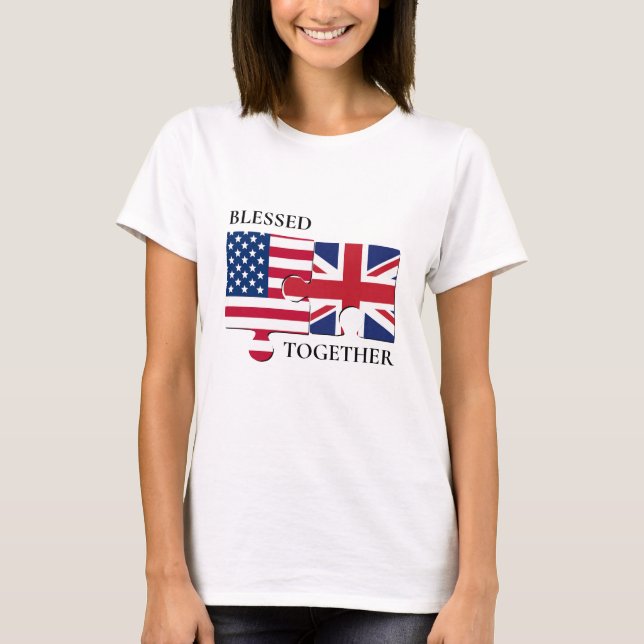 Abençoada Junta dos EUA Union JACK Flag T-Shirt (Frente)