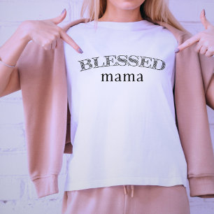 Abençoada Mama Floral Lettering Camisa de Mulheres