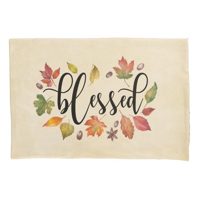 Abençoado Com A Caligrafia Negra E Folhas De Outon (Frente)