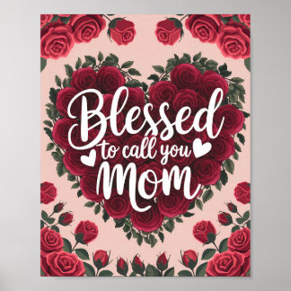 Abençoado por chamá-la de poster de Coração Floral