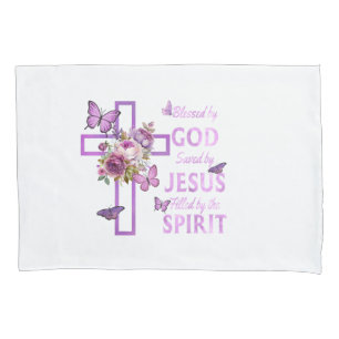 Abençoado por Deus Salvo pela Cruz Floral Purple d