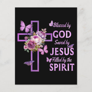 Abençoado por Deus Salvo pela Cruz Floral Purple d