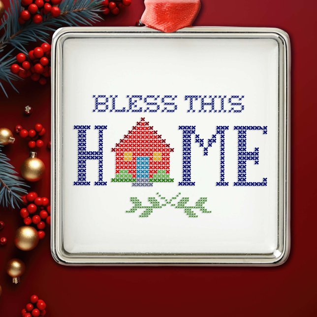 Abençoe Este Ornamento Cruzado Doméstico (Bring warmth and blessings to your holiday season with our "Bless This Home" ornament.)