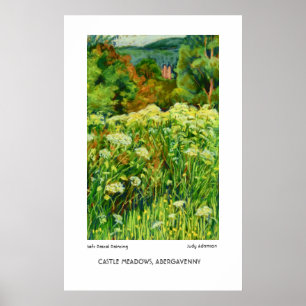 Abergavenny Castle Meadows Impressão ou Poster