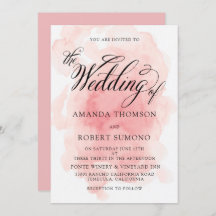 Abertura de Aquarela do Convite de Casamento Rosa