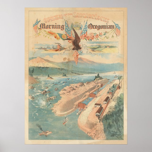 Abertura Vintage de Poster de CascadeLocks (Frente)