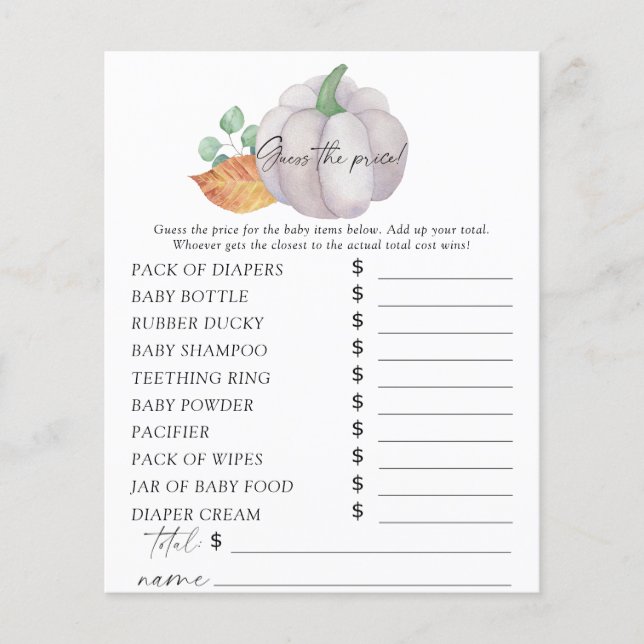 Abóbora branca - Adivinha o jogo do preço (Frente)