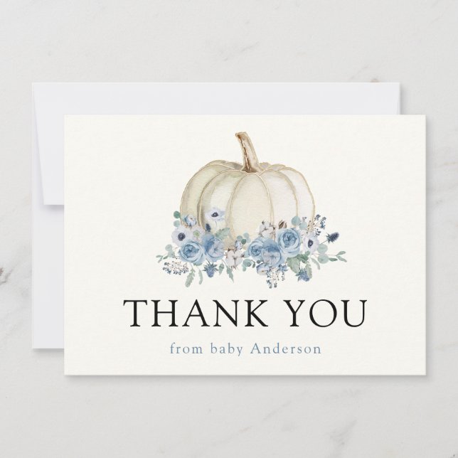 Abóbora Branca e Floral Azul Obrigado (Frente)