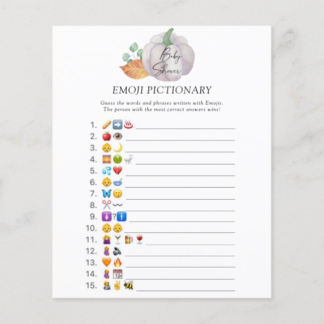Abóbora branca \ Jogo de adivinhação de emoji (Frente)