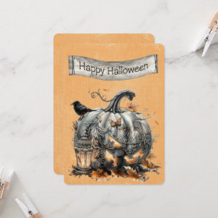 Abóbora-Cinza Steampunk Ornamentado Halloween