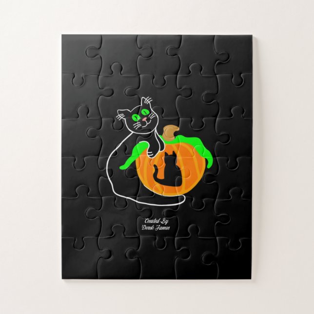 Abóbora de Gato Negro Quebra-cabeça (Vertical)