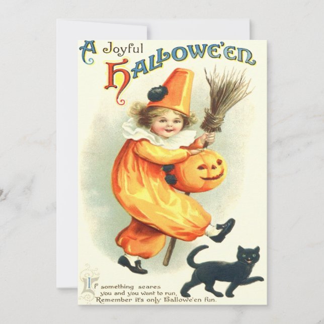 Abóbora de Halloween de Palhaço Fofo Gato Preto (Frente)