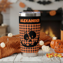 Abóbora de Halloween Laranja e Xadrez Preto Nome