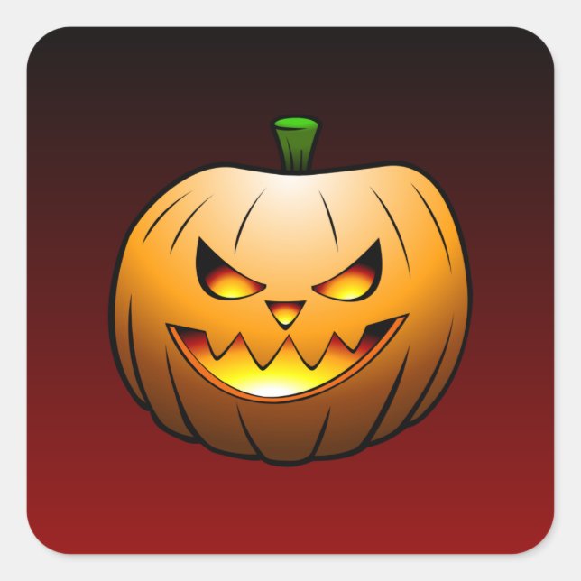 Abóbora de Halloween Queimando em Adesivos (Frente)