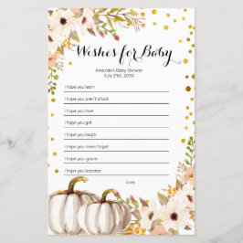 Abóbora Dourada Aquarela Desejos para Jogo Bebê