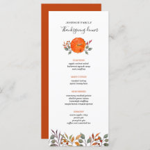 Abóbora e folhagem de outono Menu janto de Ação de