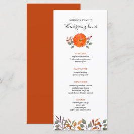 Abóbora e folhagem de outono Menu janto de Ação de