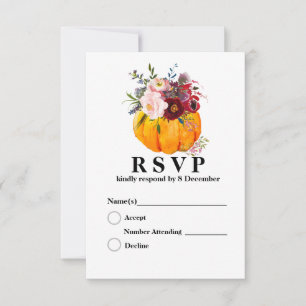 abóbora, floral, queda de 3,5" x placa de resposta