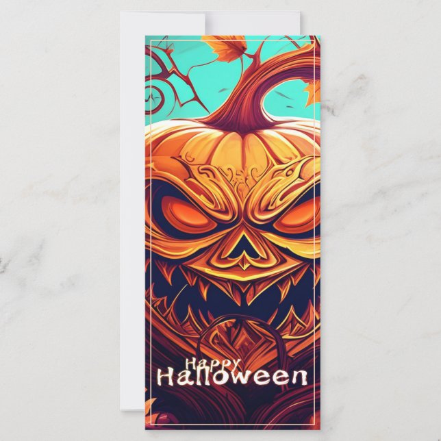 Abóbora Laranja Assustadora com Rosto, Halloween (Frente)