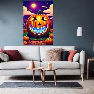 Abóbora na noite AI Art Poster