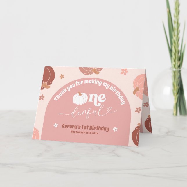 Abóbora Retro Rosa Agradecimento Doblado 1º Aniver (Frente)
