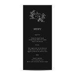 Abóbora Vinha Preta Monograma Menu de Casamento<br><div class="desc">Desenho elegante da abóbora,  com vinhas,  botânicos e um monograma de casamento.</div>