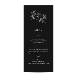 Abóbora Vinha Preta Monograma Menu de Casamento