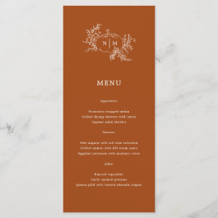 Abóbora Vinha Preta Monograma Menu de Casamento