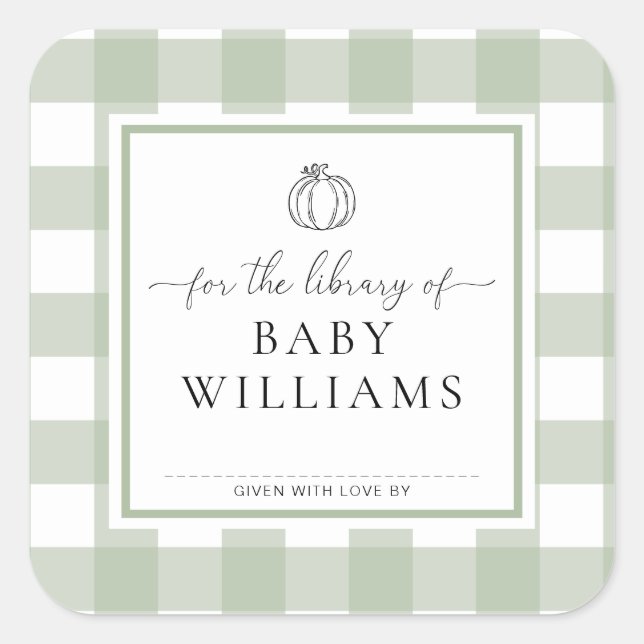Abóbora Xadrez Verde Sage Biblioteca De Etiqueta D (Frente)