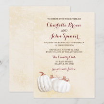 abóboras brancas caem convites de casamento de col