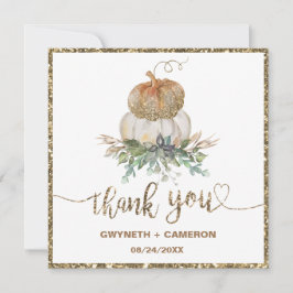 Abóboras douradas e brancas de outono obrigado