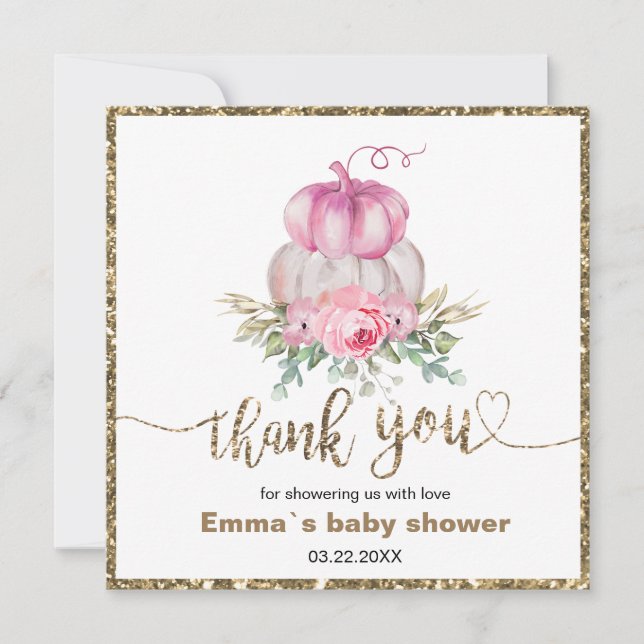 Abóboras Florais Rosa Outono obrigado (Frente)