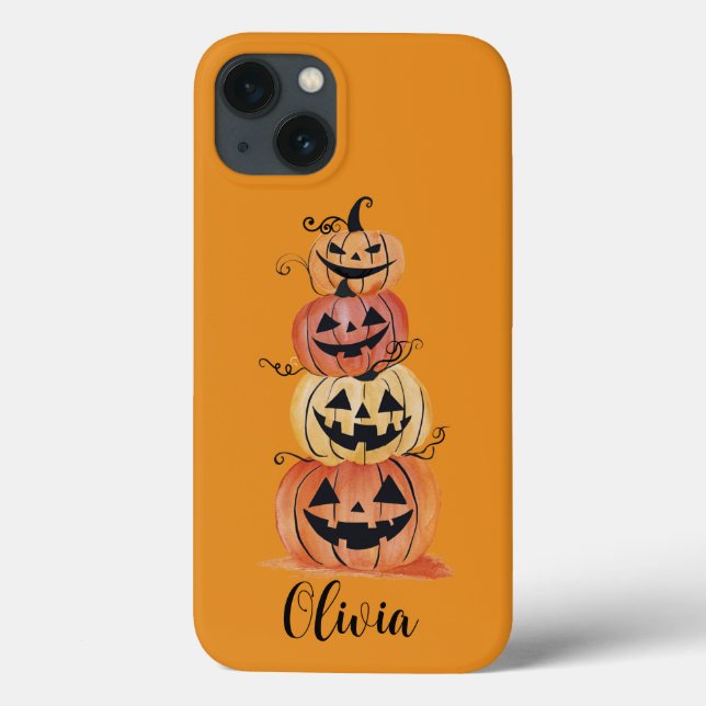 Abóboras personalizadas em aquarela, Halloween (Verso)