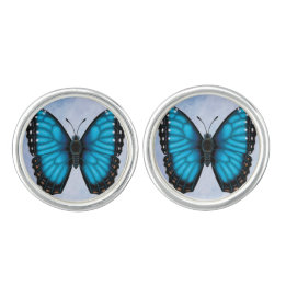 Abotoaduras Borboleta azul de Morpho